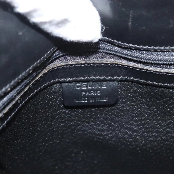 CELINE Macadam Canvas Shoulder Bag PVC Leather Black Gold Auth 119071 - Picture 11 of 16